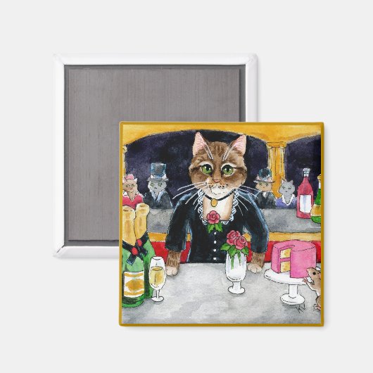 Niedliche impressionistische Katze, Maus, Manet, P Magnet (Vorderseite/Rückseite)
