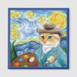 Niedliche impressionistische Katze, Van Gogh, Star Magnet<br><div class="desc">Man kann erkennen,  dass dieses Gemälde ein wenig ähnlich ist wie Vincent van Gogh's "Starry Night",  mit ein paar kleinen Drehungen. Dieses Bild ist auch auf anderen Produkten in meinem Zazzle-Shop erhältlich.</div>