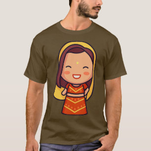 Niedliche indische Braut in traditioneller Kleidun T-Shirt