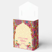 Niedliche indische Hochzeitelefanten pink in Mehnd Geschenkschachtel (Geöffnet)