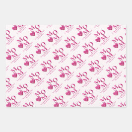 Niedliche, individuell angepasste rosa MAMA- und H Geschenkpapier Set