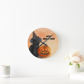 Niedliche, individuell anpassbare Halloween Cat Wa Runde Wanduhr (Zuhause)