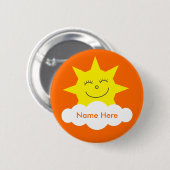 Niedliche, individuell anpassbare Happy Sun Orange Button (Vorne & Hinten)