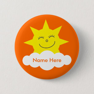 Niedliche, individuell anpassbare Happy Sun Orange Button
