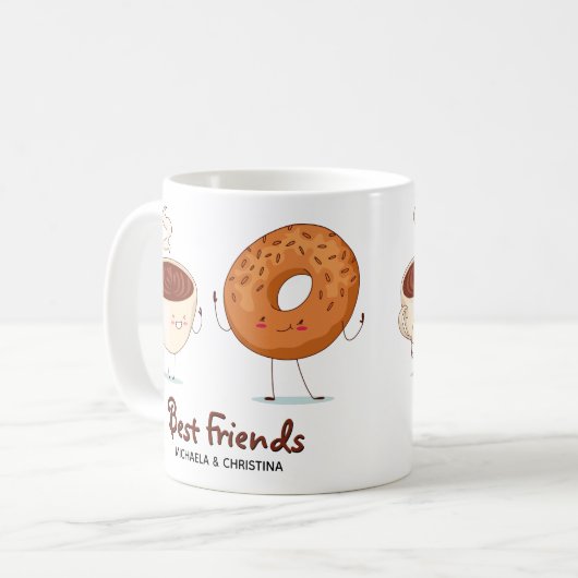 Niedliche individuell anpassbare Kaffee Donut BEST Kaffeetasse (Vorderseite Links)