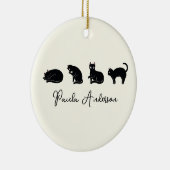 Niedliche, individuell einstellbare Schwarzkatzenk Keramik Ornament (Rechts)