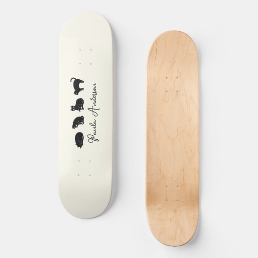 Niedliche, individuell einstellbare Schwarzkatzenk Skateboard (Vorderseite)