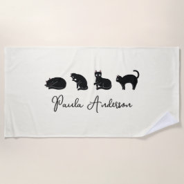 Niedliche, individuell einstellbare Schwarzkatzenk Strandtuch