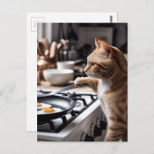 Niedliche Ingwer Cat Kocheier zum Frühstück Postkarte (Vorne/Hinten)