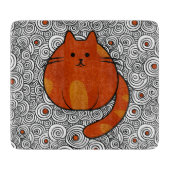 Niedliche Ingwer-Katze - beflecktes Glas und Schneidebrett (Vorderseite)