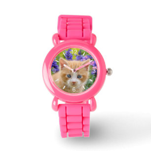 Niedliche Ingwer-Katzen-Kätzchen-Foto Strapwatch Armbanduhr