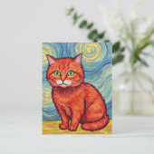 Niedliche Ingwerkatze im Stil der Van Gogh Postcar Postkarte (Stehend Vorderseite)