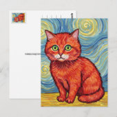 Niedliche Ingwerkatze im Stil der Van Gogh Postcar Postkarte (Vorne/Hinten)