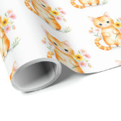 niedliche Ingwerkatze mit Blume Geschenkpapier (Rolleneckpunkt)