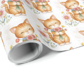 niedliche Ingwerkatze mit Blume Geschenkpapier (Rolleneckpunkt)