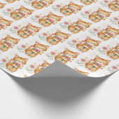 niedliche Ingwerkatze mit Blume Geschenkpapier (Ecke)