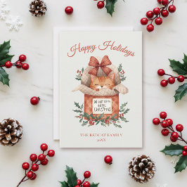 Niedliche Ingwerkatze öffnet nicht bis Weihnachten