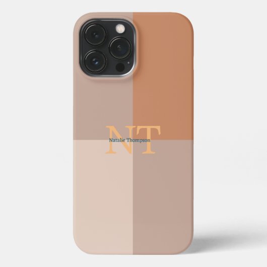 Niedliche Initialen Rosa, Beige und Braun Erdfarbe iPhone Hülle (Rückseite)