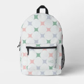 Niedliche Initialen von Girly Pastel Pink und Gree Bedruckter Rucksack (Vorderseite)