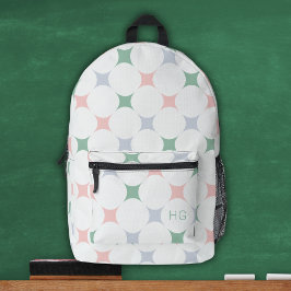 Niedliche Initialen von Girly Pastel Pink und Gree Bedruckter Rucksack