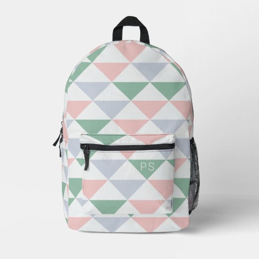 Niedliche Initialen von Girly Pastel Pink und Gree Bedruckter Rucksack (Vorderseite)