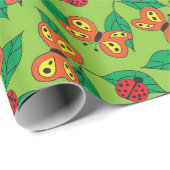 Niedliche Insekten, Schmetterlinge und Ladybugs Geschenkpapier (Rolleneckpunkt)