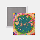 Niedliche Inspiration-Share-Herzen Blumenspass Magnet (Vorderseite/Rückseite)