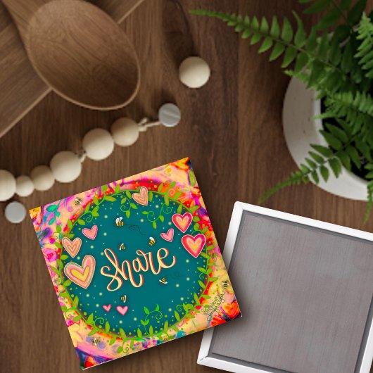 Niedliche Inspiration-Share-Herzen Blumenspass Magnet