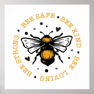 niedliche inspirierende Bienenliebhaber Wortart Po Poster