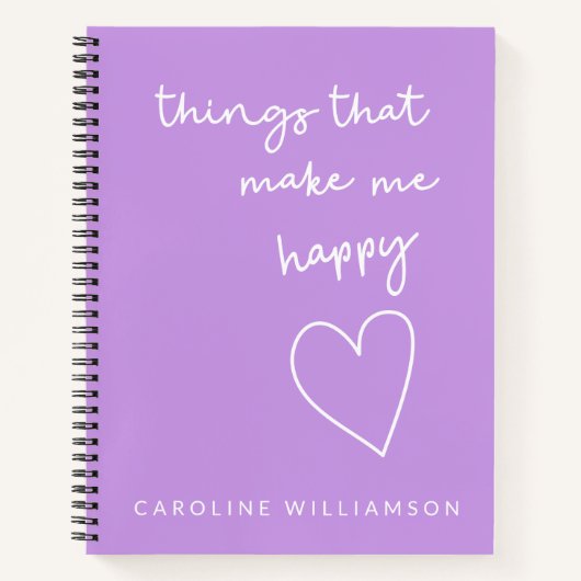 Niedliche inspirierende Personalisierte Lila Dankb Notizblock (Vorderseite)