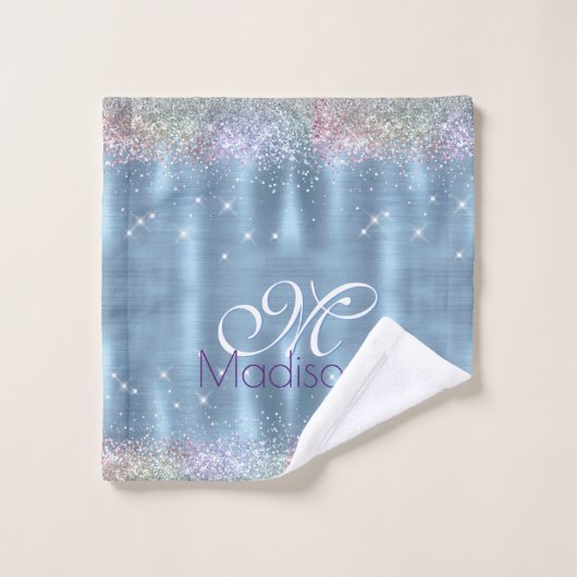 Niedliche iriabile eisblaue Imitate Glitzer Monogr Badhandtuch Set (Waschlappen)