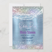 Niedliche iriabile eisblaue Imitate Glitzer Monogr Einladung (Vorderseite)