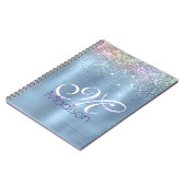 Niedliche iriabile eisblaue Imitate Glitzer Monogr Notizblock (Linke Seite)