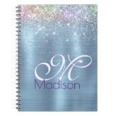 Niedliche iriabile eisblaue Imitate Glitzer Monogr Notizblock (Vorderseite)