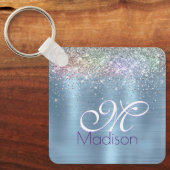 Niedliche iriabile eisblaue Imitate Glitzer Monogr Schlüsselanhänger (Vorderseite)