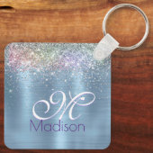 Niedliche iriabile eisblaue Imitate Glitzer Monogr Schlüsselanhänger (Rückseite)
