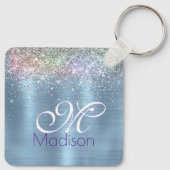 Niedliche iriabile eisblaue Imitate Glitzer Monogr Schlüsselanhänger (Rückseite)