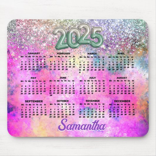 Niedliche iriabile silberne Imitate Glitzer Monogr Mousepad (Vorne)