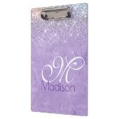 Niedliche iridescen lila lila Imitat Glitzer Monog Klemmbrett (Links)