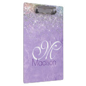 Niedliche iridescen lila lila Imitat Glitzer Monog Klemmbrett (Rechts)