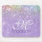 Niedliche iridescen lila lila Imitat Glitzer Monog Mousepad (Vorne)