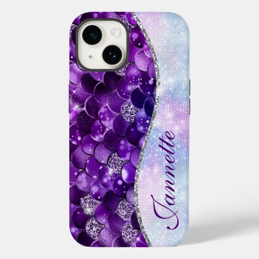 Niedliche Iridescent Lila Mermaid Imitate Glitzer Case-Mate iPhone Hülle (Rückseite)