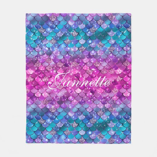 Niedliche Iridescent Lila Mermaid Imitate Glitzer Fleecedecke (Vorderseite)