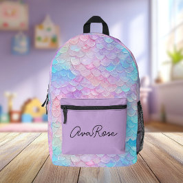 Niedliche Iridescent Mermaid-Skala Personalisiert Bedruckter Rucksack