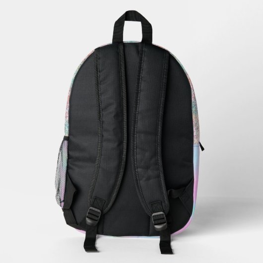 Niedliche Iridescent unicorn ombre Glitzer Monogra Bedruckter Rucksack (Rückseite)