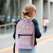 Niedliche Iridescent unicorn ombre Glitzer Monogra Bedruckter Rucksack