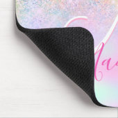 Niedliche Iridescent unicorn ombre Glitzer Monogra Mousepad (Ecke)