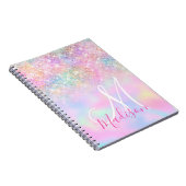 Niedliche Iridescent unicorn ombre Glitzer Monogra Notizblock (Rechte Seite)