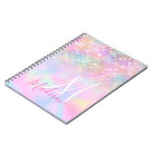 Niedliche Iridescent unicorn ombre Glitzer Monogra Notizblock (Linke Seite)