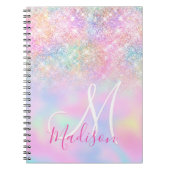 Niedliche Iridescent unicorn ombre Glitzer Monogra Notizblock (Vorderseite)